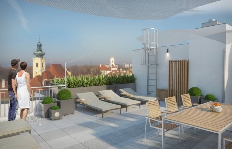 Bérelhető Penthouse hatalmas tetőterasszal Győrben